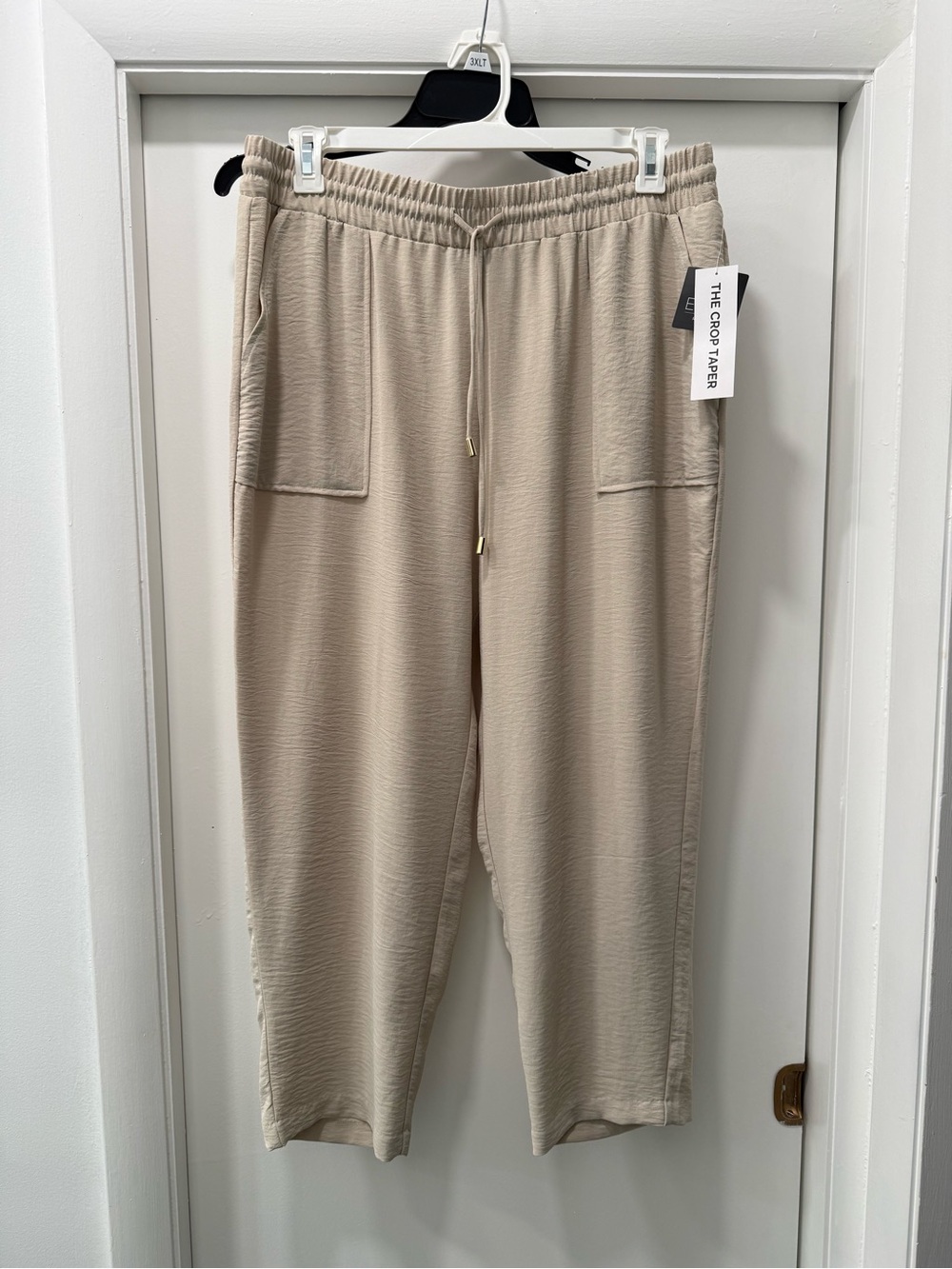 Ella Rafaella, Neutral Beige Pull-On Cropped Pant, size XL